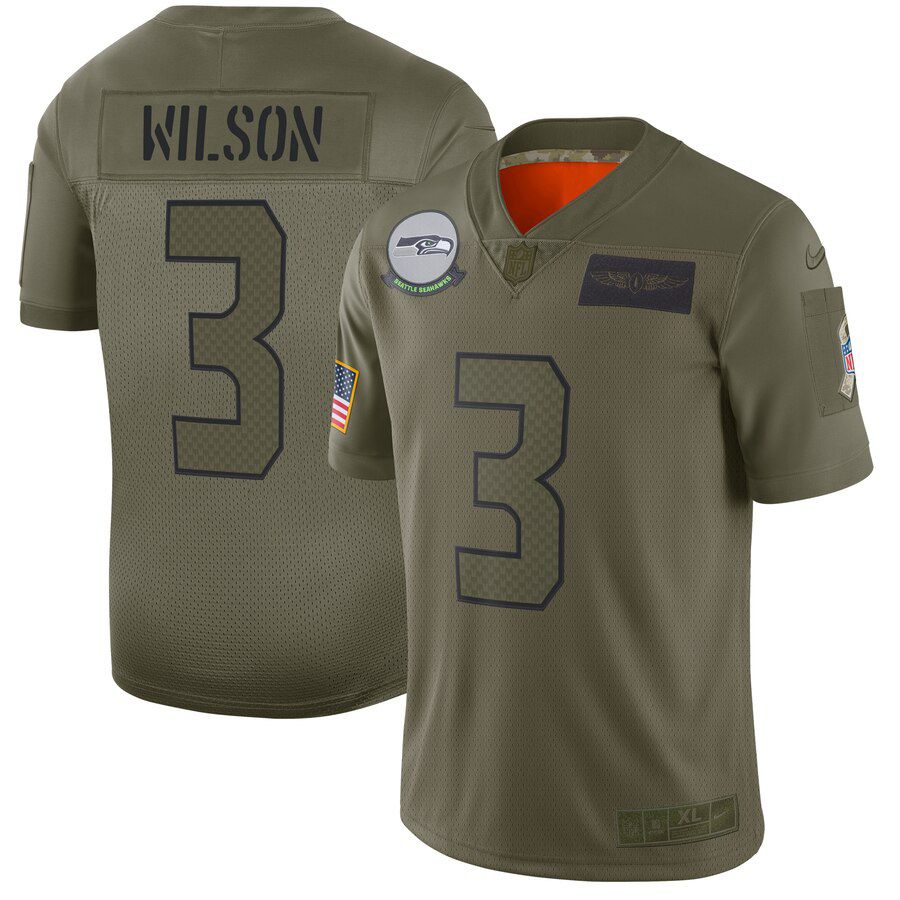 Men Seattle Seahawks #3 Wilson Green Nike Olive Salute To Service Limited NFL Jerseys->arizona cardinals->NFL Jersey